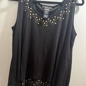Style & Co. Black Tank Top with Gold Stud Detail
